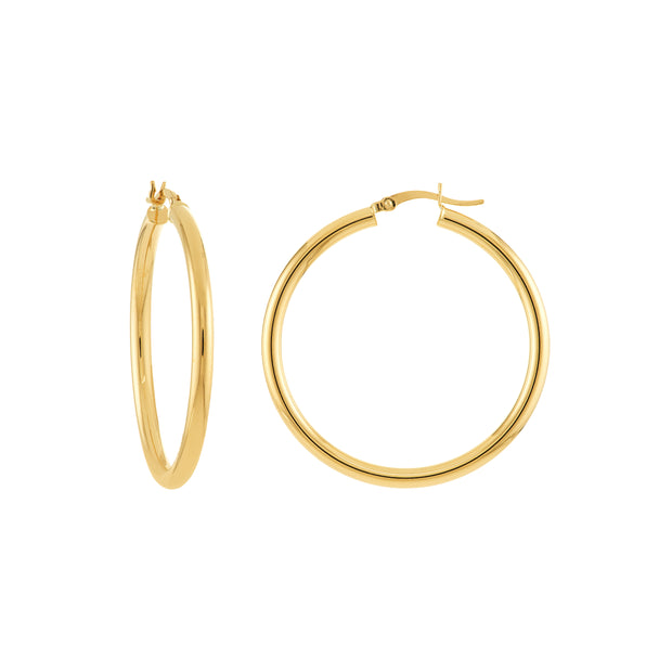 3mm x 40mm Polished Hoop Earrings