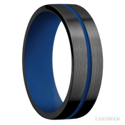 Zirconium with Satin Finish and Royal Blue Inlay and Royal Blue