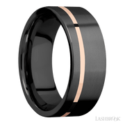 Zirconium with Machine , Machine Finish and 14K Rose Gold Inlay