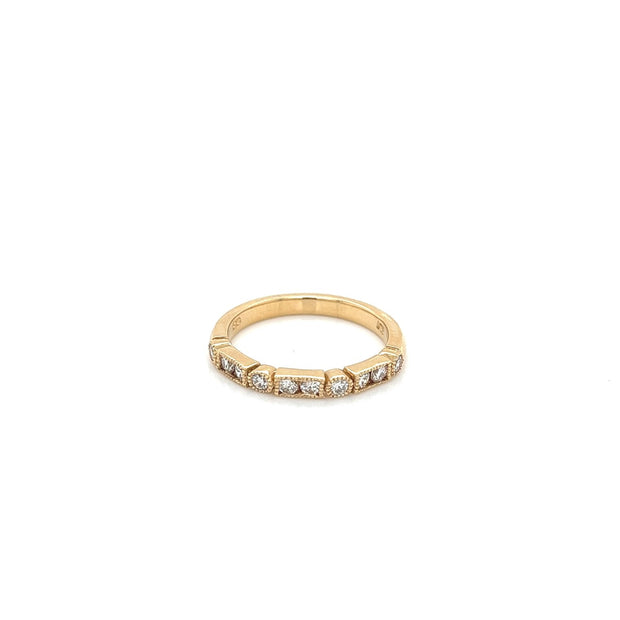 14k yellow gold bezel set with milgrain diamond band 0.33ct