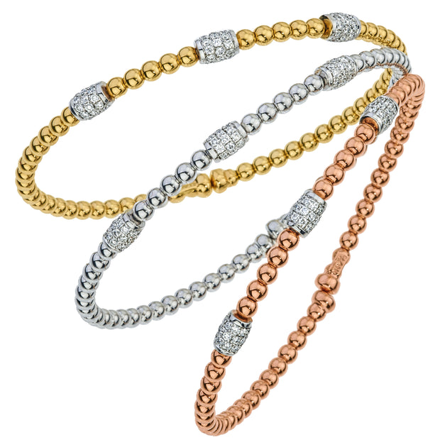 18K Yellow Gold Bracelet With 3 Diamond Clusters 0.40Ct