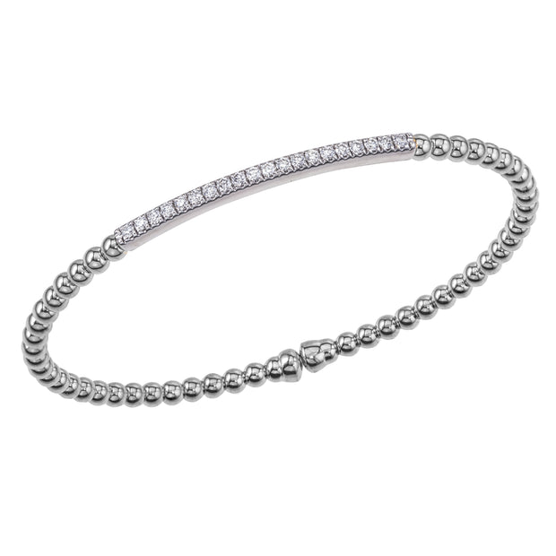 18k white gold diamond bar cuff