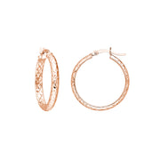 25mm x 3mm Diamond-Cut Hoop Earrings