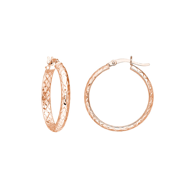 25mm x 3mm Diamond-Cut Hoop Earrings