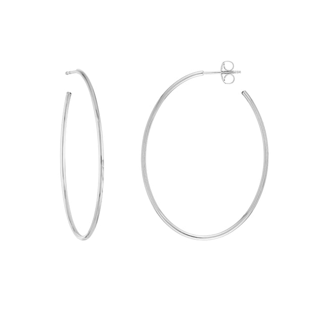 Thin Oval Post Hoop Earrings