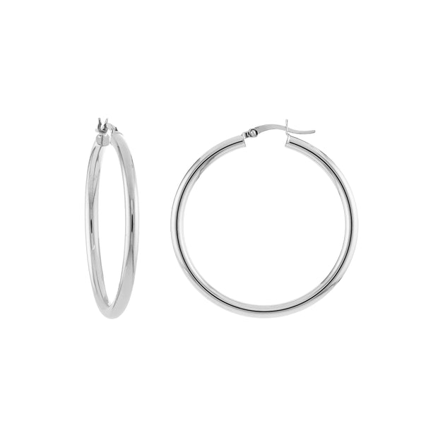 3mm x 40mm Polished Hoop Earrings