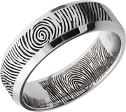 Cobalt chrome 7mm beveled band with a laser-carved fingerprint