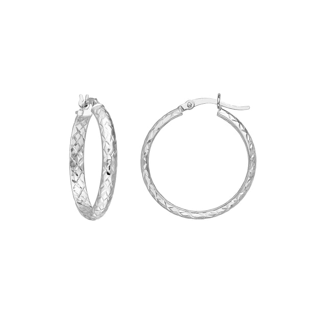 25mm x 3mm Diamond-Cut Hoop Earrings