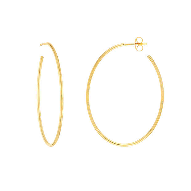 Thin Oval Post Hoop Earrings