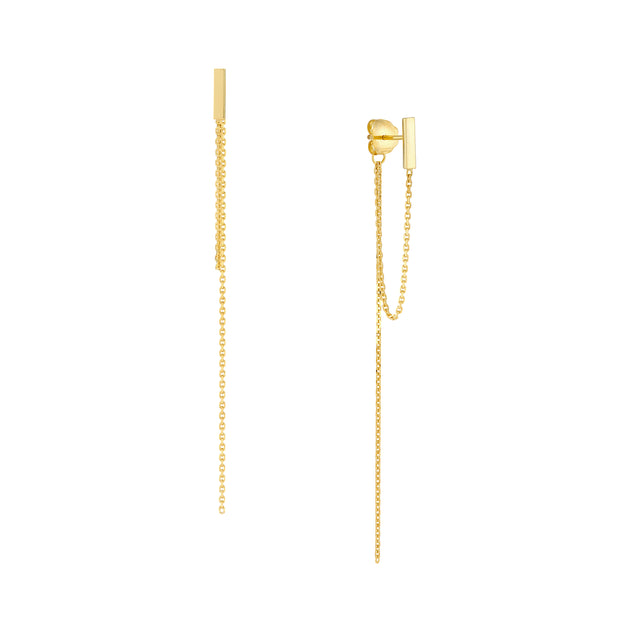 Front to Back Staple Bar Drop Chain Earrings