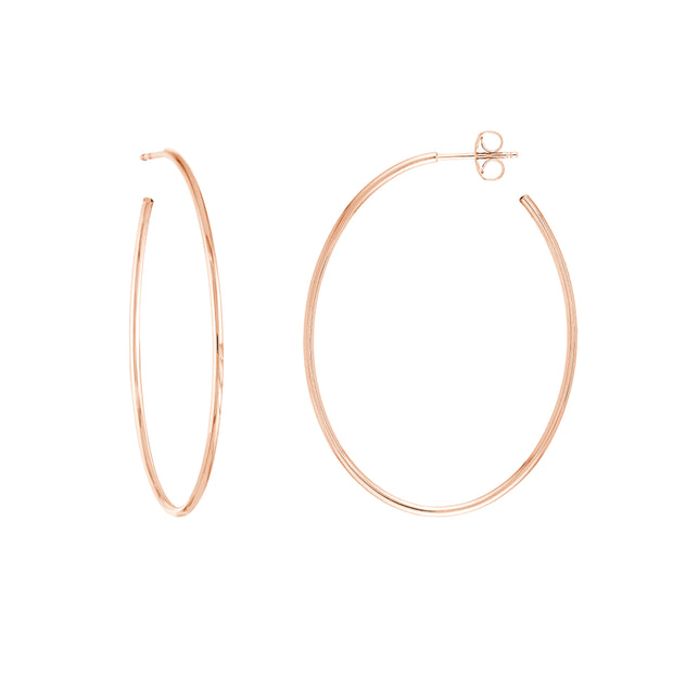 Thin Oval Post Hoop Earrings