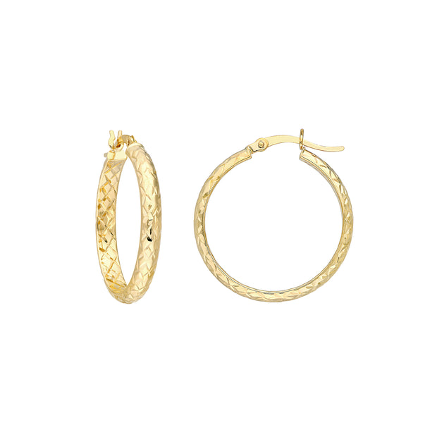 25mm x 3mm Diamond-Cut Hoop Earrings