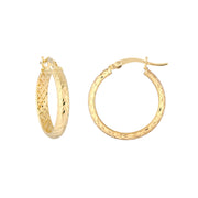 3mm x 20mm Diamond-Cut Hoop Earrings