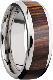 Titanium 8mm domed band with an inlay of Natcoco hardwood