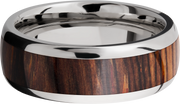 Titanium 8mm domed band with an inlay of Natcoco hardwood