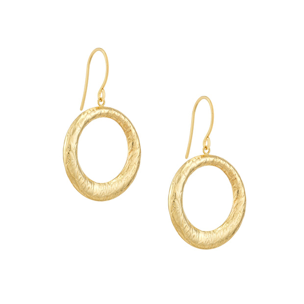 Textured Front Hoop Earrings on Fish Hook