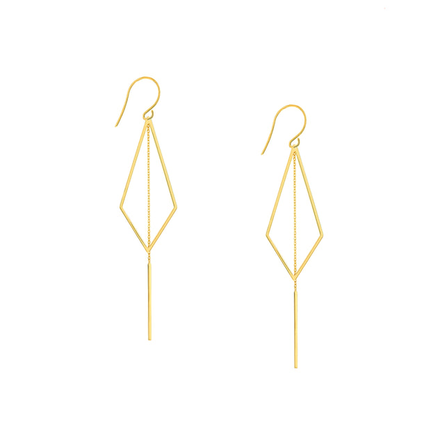 Kite Earrings with Chain Drape on Fish Hook