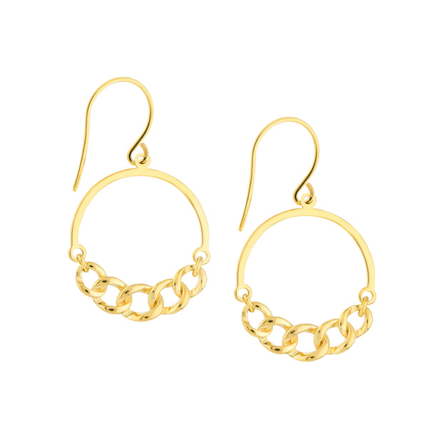 Half Curb Chain Dangle Hoop Earrings