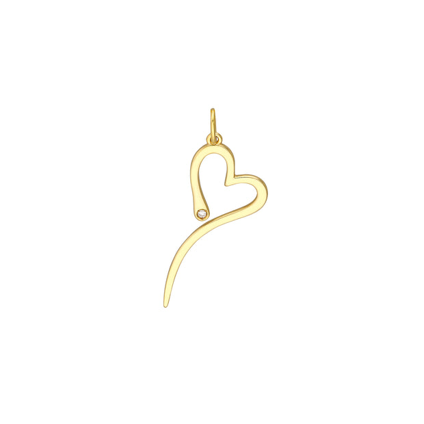 Flowing Open Heart Charm with 1pt Diamond