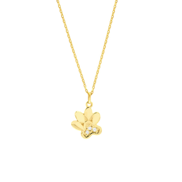 2.4pt Diamond Paw Print Adj. Necklace