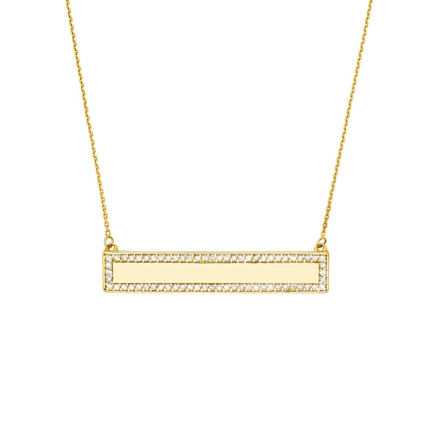 Engravable Bar Necklace with 1/4tcw Diamond Border