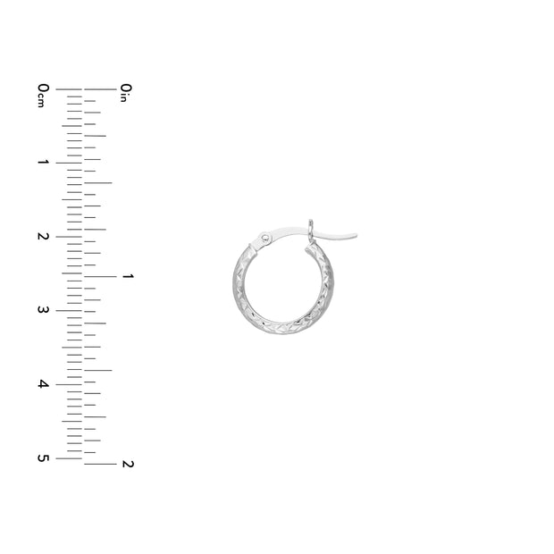 3mm x 15mm Diamond-Cut Hoop Earrings