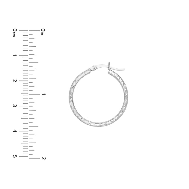 25mm x 3mm Diamond-Cut Hoop Earrings