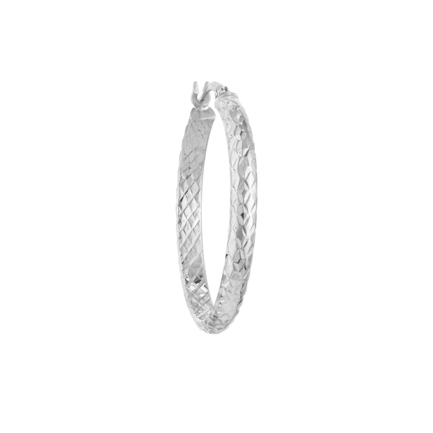 3mm x 30mm Diamond-Cut Hoop Earrings