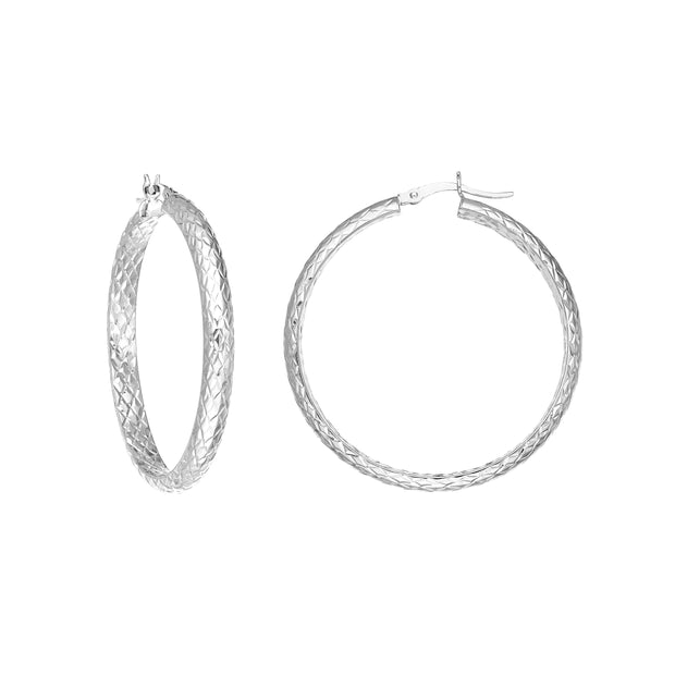 40mm x 4mm Diamond-Cut Hoop Earrings