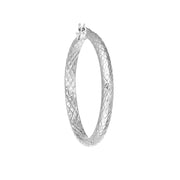 40mm x 4mm Diamond-Cut Hoop Earrings