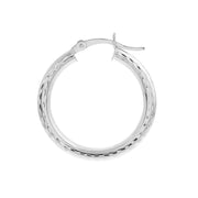 3x25mm Full D/C Round Hoop Earrings