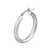 3x25mm Full D/C Round Hoop Earrings