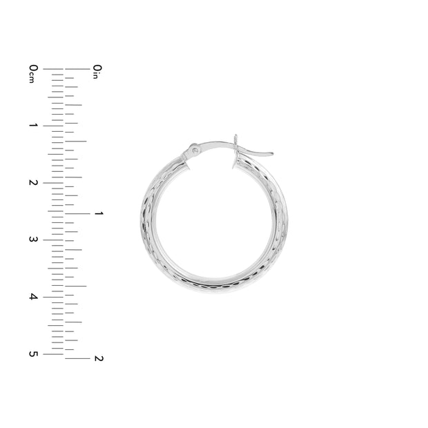 3x25mm Full D/C Round Hoop Earrings