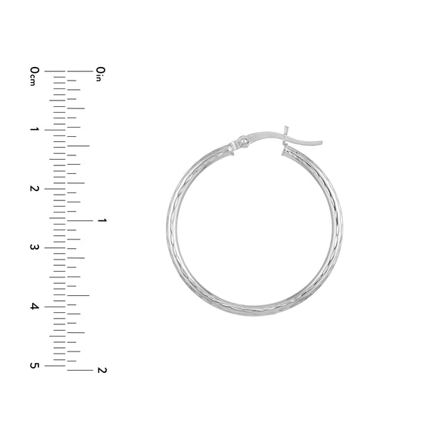 2mm x 30mm Diamond-Cut Hoop Earrings