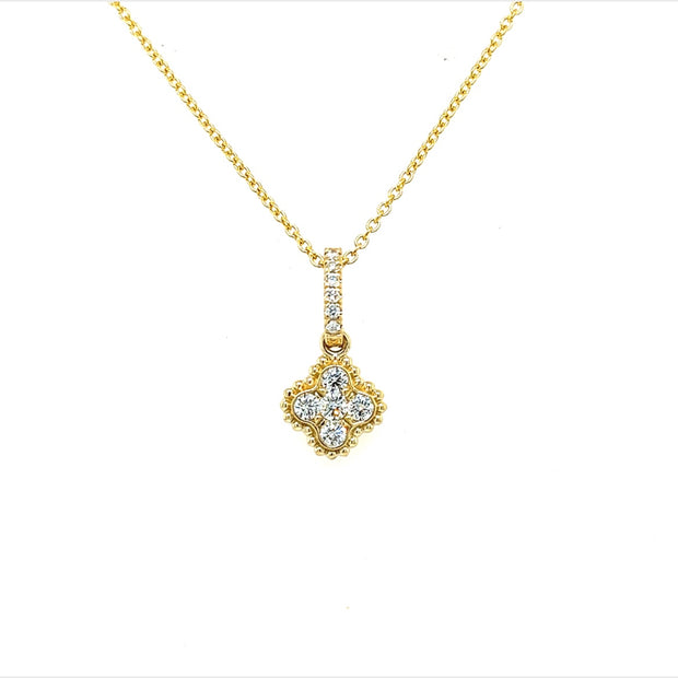 14k yellow gold 4 leaf diamond pendant