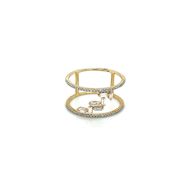 14k yellow gold negative space diamond fashion ring 0.42ct