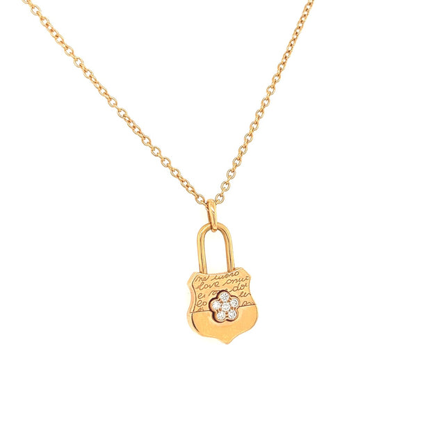 14k rose gold love lock pendant